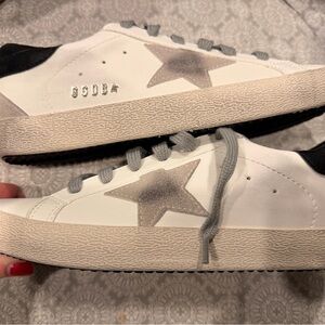 Cream and Gray Star Sneakers